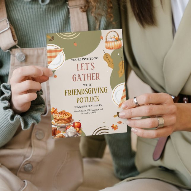 Let's Gather Friendsgiving Potluck Thanksgiving  Invitation (Let's Gather Friendsgiving Potluck Thanksgiving Invitation  party friends )