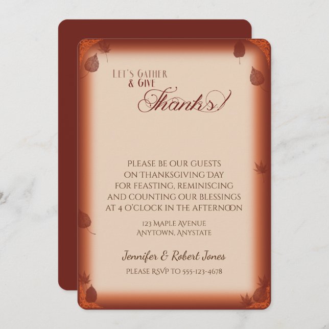 Lets Gather Give Thanks Thanksgiving Invitation (Front/Back)
