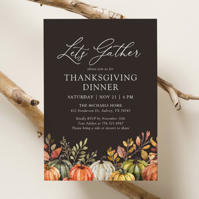 Let's Gather Pumpkin Thanksgiving Dinner Invitation (Creator Uploaded)