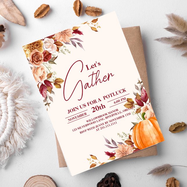 Let's Gather Thanksgiving Dinner Holiday Invitation (Creator Uploaded)