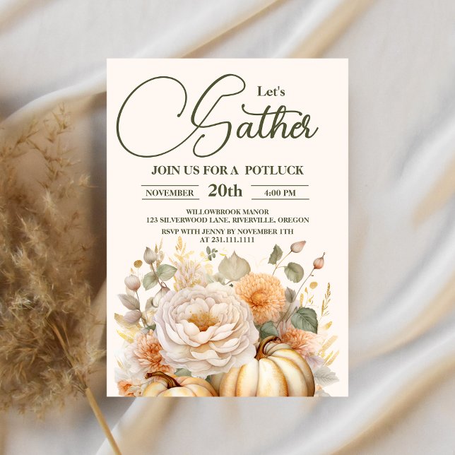 Let's Gather Thanksgiving Dinner Holiday Invitation (Creator Uploaded)