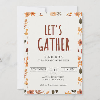 Let's Gather Thanksgiving Dinner Invitation