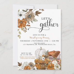 Let's Gather Thanksgiving Dinner Party Invitation