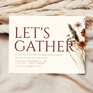 Let's Gather Thanksgiving Invitation Postcard