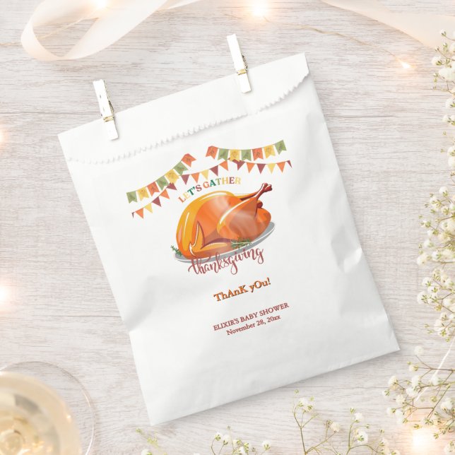 Let's Gather Thanksgiving Turkey Feast Baby Shower Favour Bag (Clipped)
