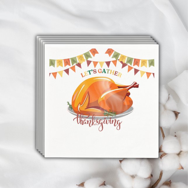 Let's Gather Thanksgiving Turkey Feast Baby Shower Napkin (Creator Uploaded)
