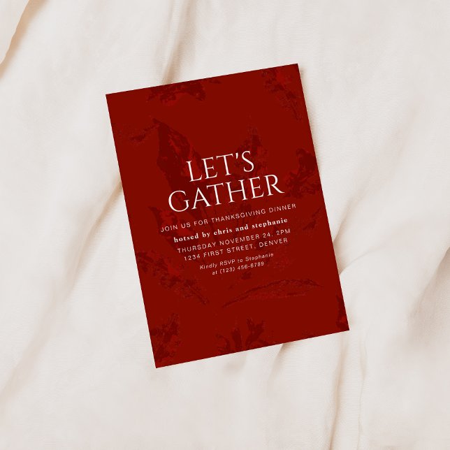 Let's Gather Vintage Red Thanksgiving Invitation (Creator Uploaded)
