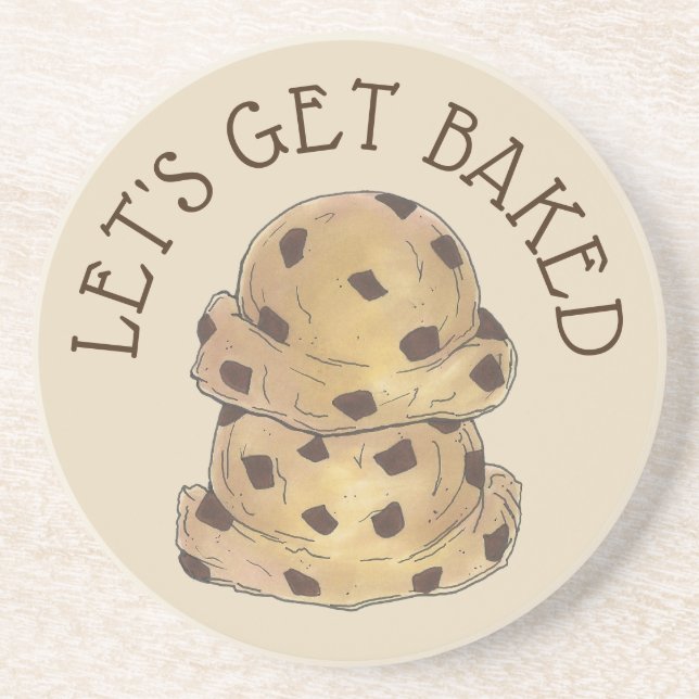 Let's Get Baked Chocolate Chip Cookie Dough Foodie Coaster (Front)