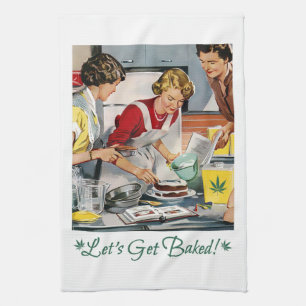 LET'S GET BAKED Funny Pot Pun Tea Towel