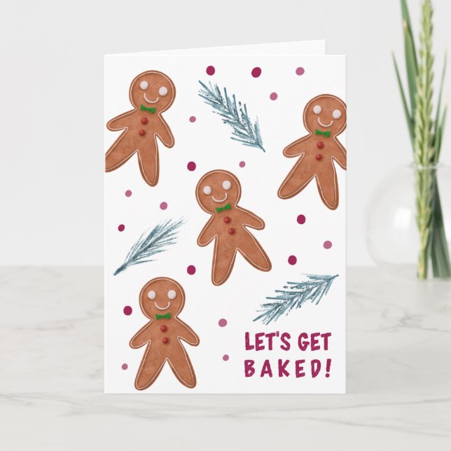 Lets Get Baked Gingerbread Man Holiday Card (Front)
