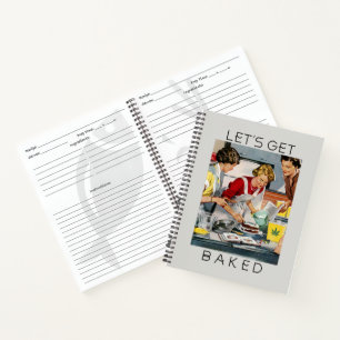 LETS GET BAKED Pot Pun Changeable Grey Background Notebook