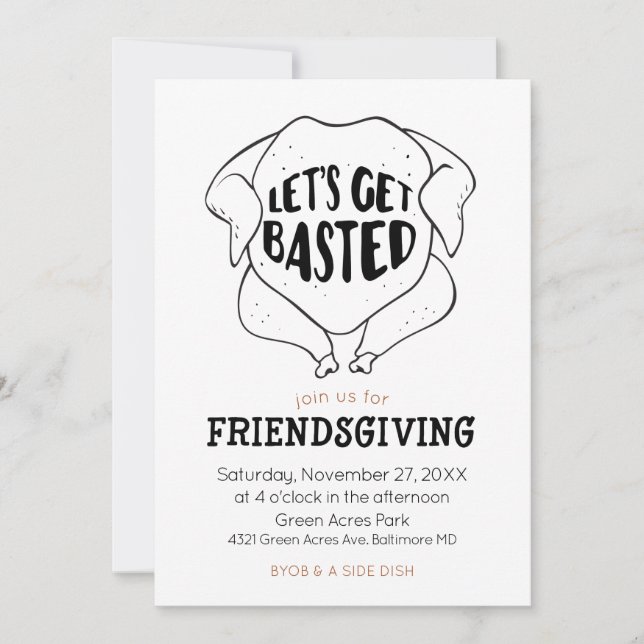 Let's Get Basted Friendsgiving Invitation (Front)