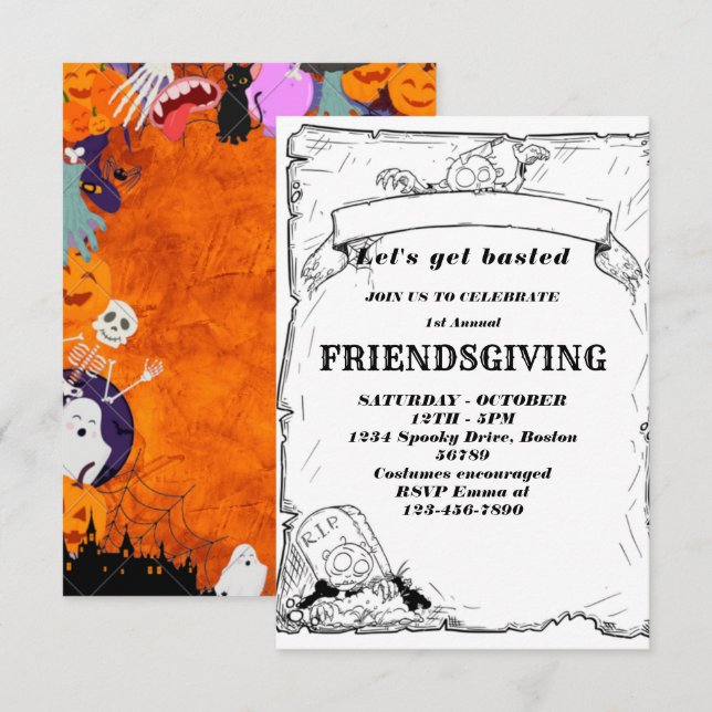 Let's Get Basted | Friendsgiving invitation (Front/Back)