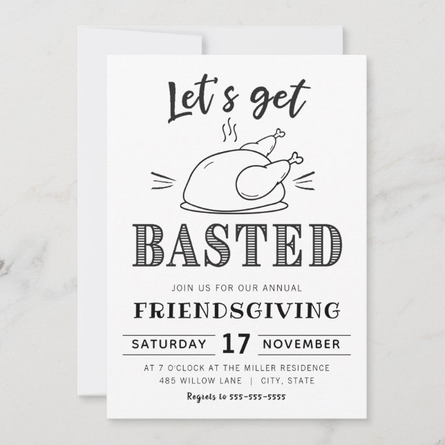 Let's get basted | Friendsgiving invitation (Front)