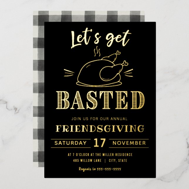 Let's get basted | Friendsgiving invitation Foil I (Front/Back)