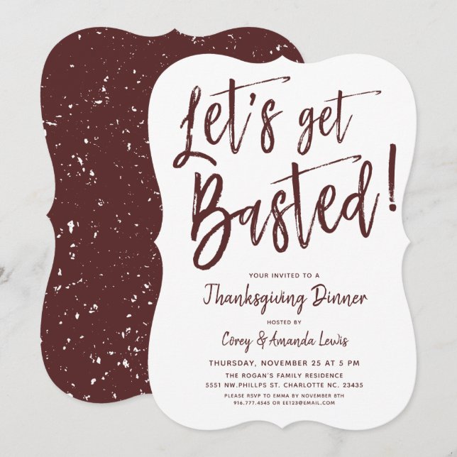 Let's get basted | Funny Thanksgiving Party Invitation (Front/Back)