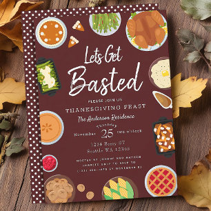 Let's Get Basted Thanksgiving Dinner Party Invitation