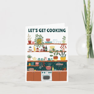 LET'S GET COOKING Cute Kitchen Illustration Custom Card