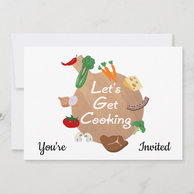 Let's Get Cooking Cutting Board Invitation (Front)