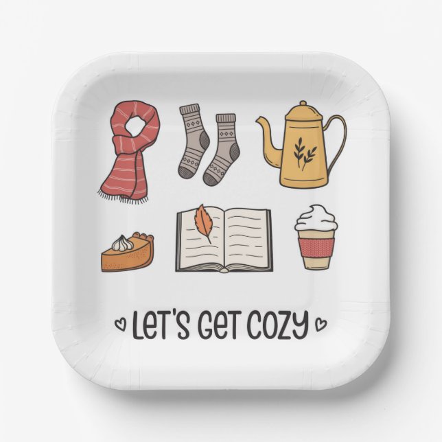Let's Get Cosy Paper Plate (Front)