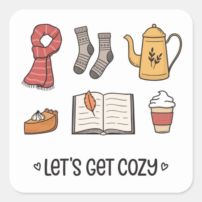 Let's Get Cosy Square Sticker (Front)