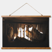 Let's get cosy-Wood Topped Wall Tapestry