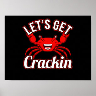 Let's Get Crackin Seafood Crabbing Crab Lobster Poster