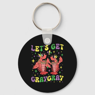 Lets Get Craycray Crayfish Mardi Gras Crawfish Men Key Ring