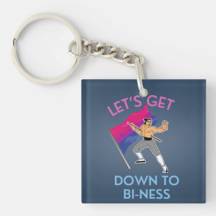 Let's Get Down To Bi-Ness Bisexual Key Ring