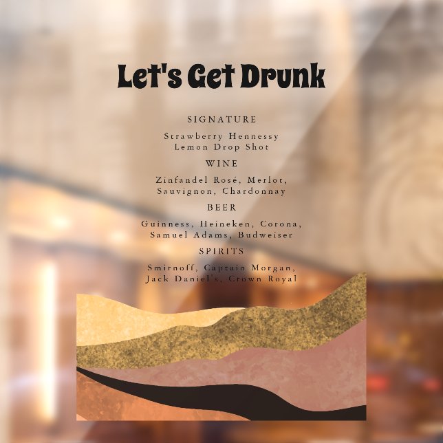 Let's Get Drunk Transparent Funny Boho Wedding Bar (Sheet 2)