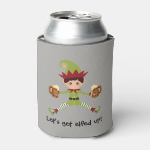 Let's Get Elfed Up Beer Drinking Christmas Can Cooler