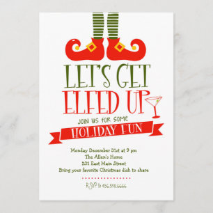 Let's get Elfed Up Christmas Party Invitation