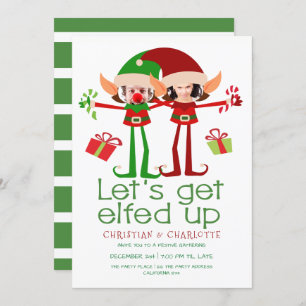 Lets Get Elfed Up Christmas Party Personalised Invitation
