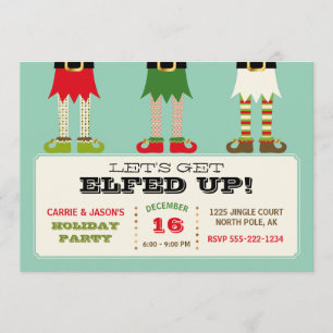 Let's Get Elfed Up! Holiday Christmas Party Elves Invitation