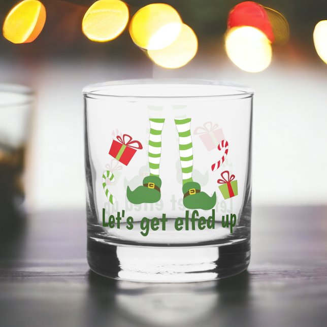 Lets Get Elfed Up Humourous Christmas Whiskey Glass (Lets Get Elfed Up Humorous Christmas Whiskey Glass from Ricaso. A fun adult themed holiday glass)