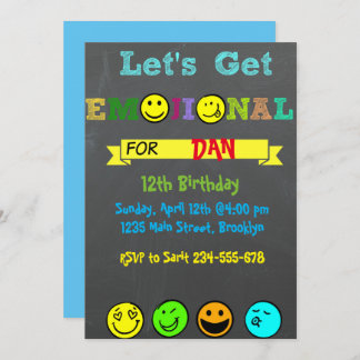 Let's Get Emojinal, Emoji Boy Birthday Invitation