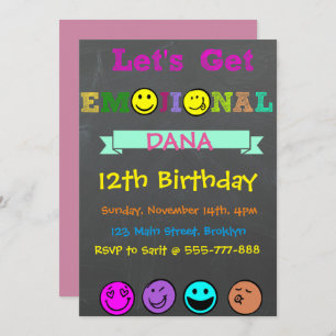 Let's Get Emojinal, Emoji Girl Birthday Invitation