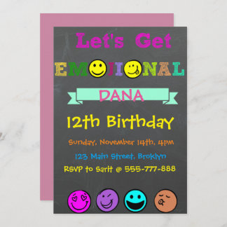 Let's Get Emojinal, Emoji Girl Birthday Invitation