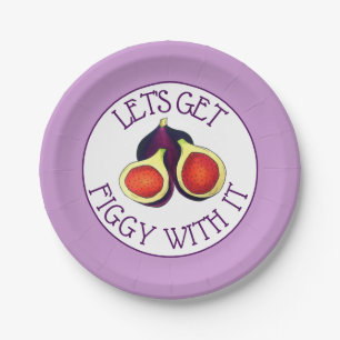 Let's Get Figgy With It Funny Figs Vegetarian Paper Plate