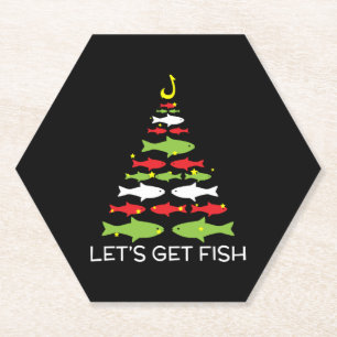 Let's Get Fish Christmas Design For December 25th Paper Coaster