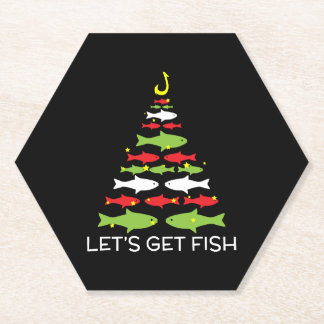 Let's Get Fish Christmas Design For December 25th Paper Coaster