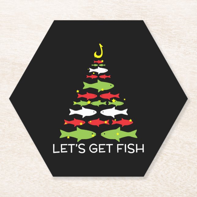 Let's Get Fish Christmas Design For December 25th Paper Coaster (Front)
