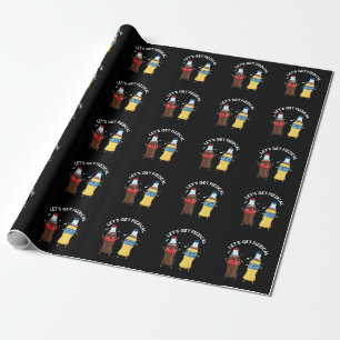 Let's Get Fizzical Funny Soda Pop Pun Dark BG Wrapping Paper