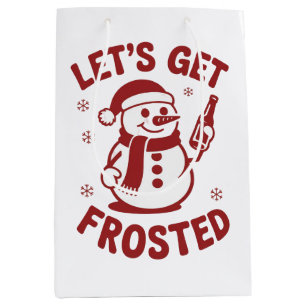 Let's Get Frosted Snowman Beer Snarky Christmas Medium Gift Bag