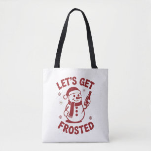 Let's Get Frosted Snowman Beer Snarky Christmas Tote Bag