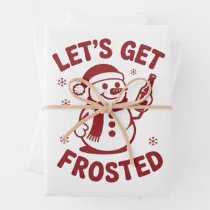 Let's Get Frosted Snowman Beer Snarky Christmas Wrapping Paper Sheet