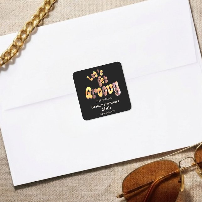 Let's Get Groovy 60th Birthday Party Envelope Seal (Creator Uploaded)