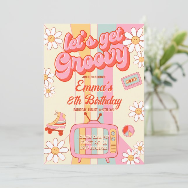 Let's Get Groovy Birthday Invitation (Standing Front)