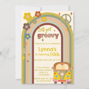 Lets get groovy birthday invitation