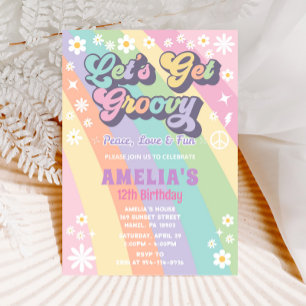 Let's get groovy birthday invitation
